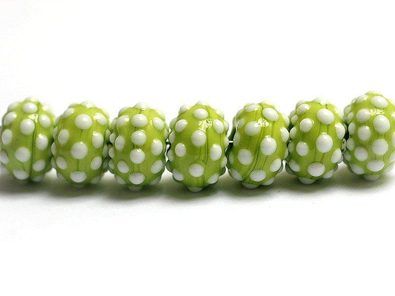 10508201 - Seven Polka Dots on Lime Green Rondelle Beads