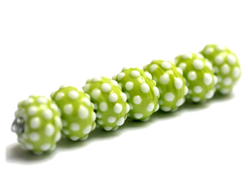 10508201 - Seven Polka Dots on Lime Green Rondelle Beads