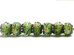 10508401 - Seven Spring Green Florals Rondelle Beads