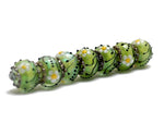 10508401 - Seven Spring Green Florals Rondelle Beads