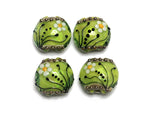 10508412 - Four Spring Green Florals Lentil Beads