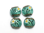 10508512 - Four Seafoam Florals Lentil Beads