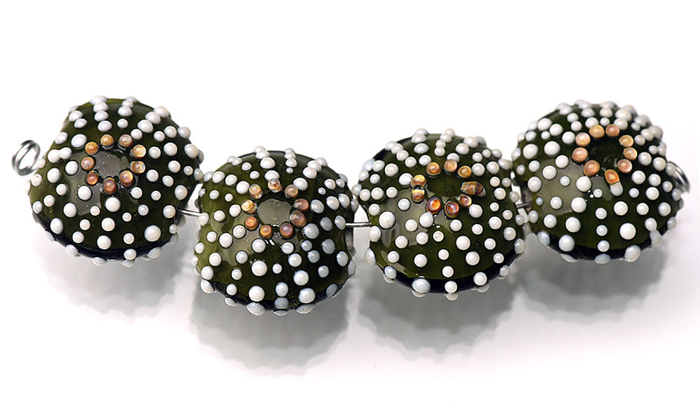 Green Sea Urchin Glass Beads