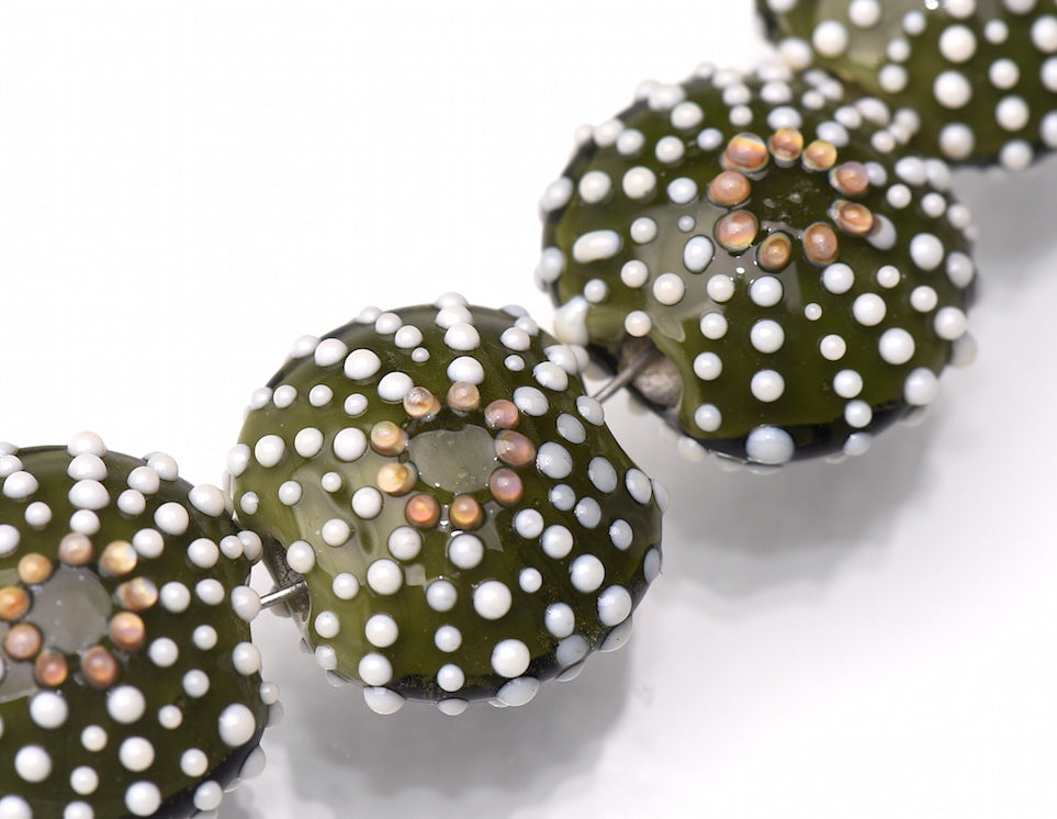 Green Sea Urchin Glass Beads