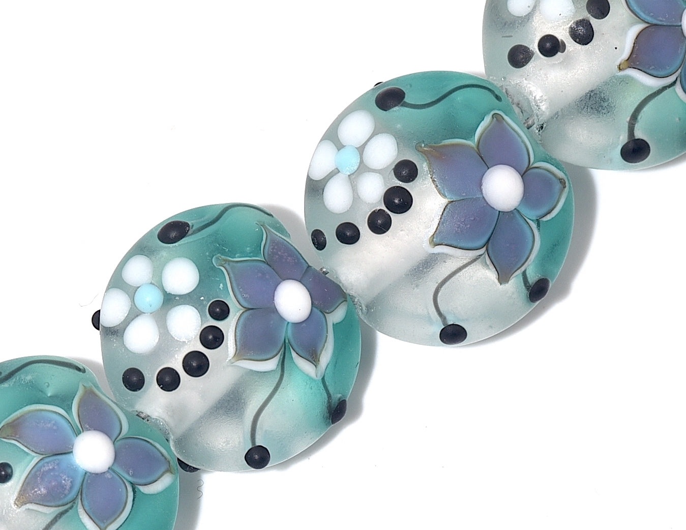 10509612 - Four Matte Morning Dew Teal Lentil Beads