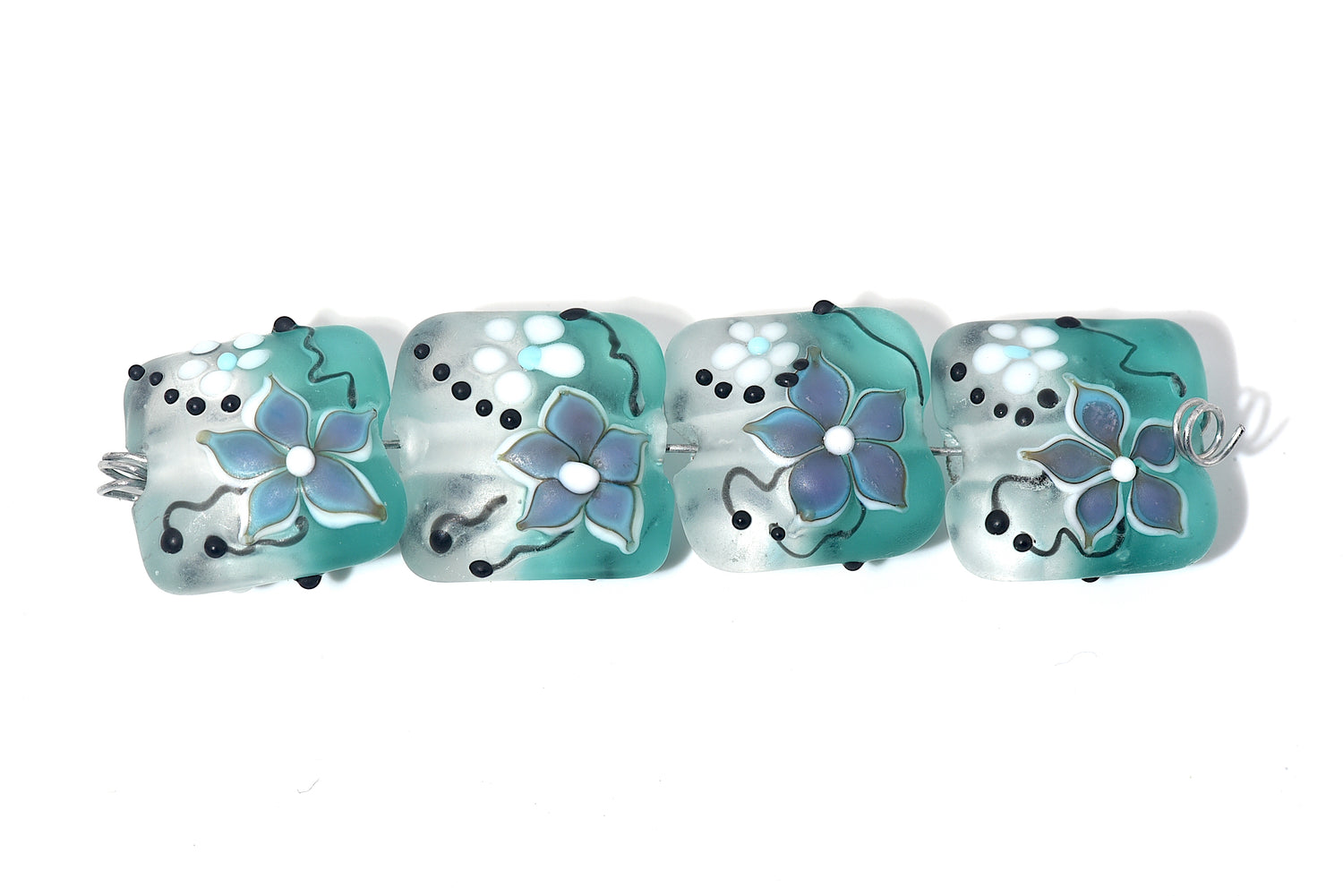 10509614 - Four Matte Morning Dew Teal Pillow Beads