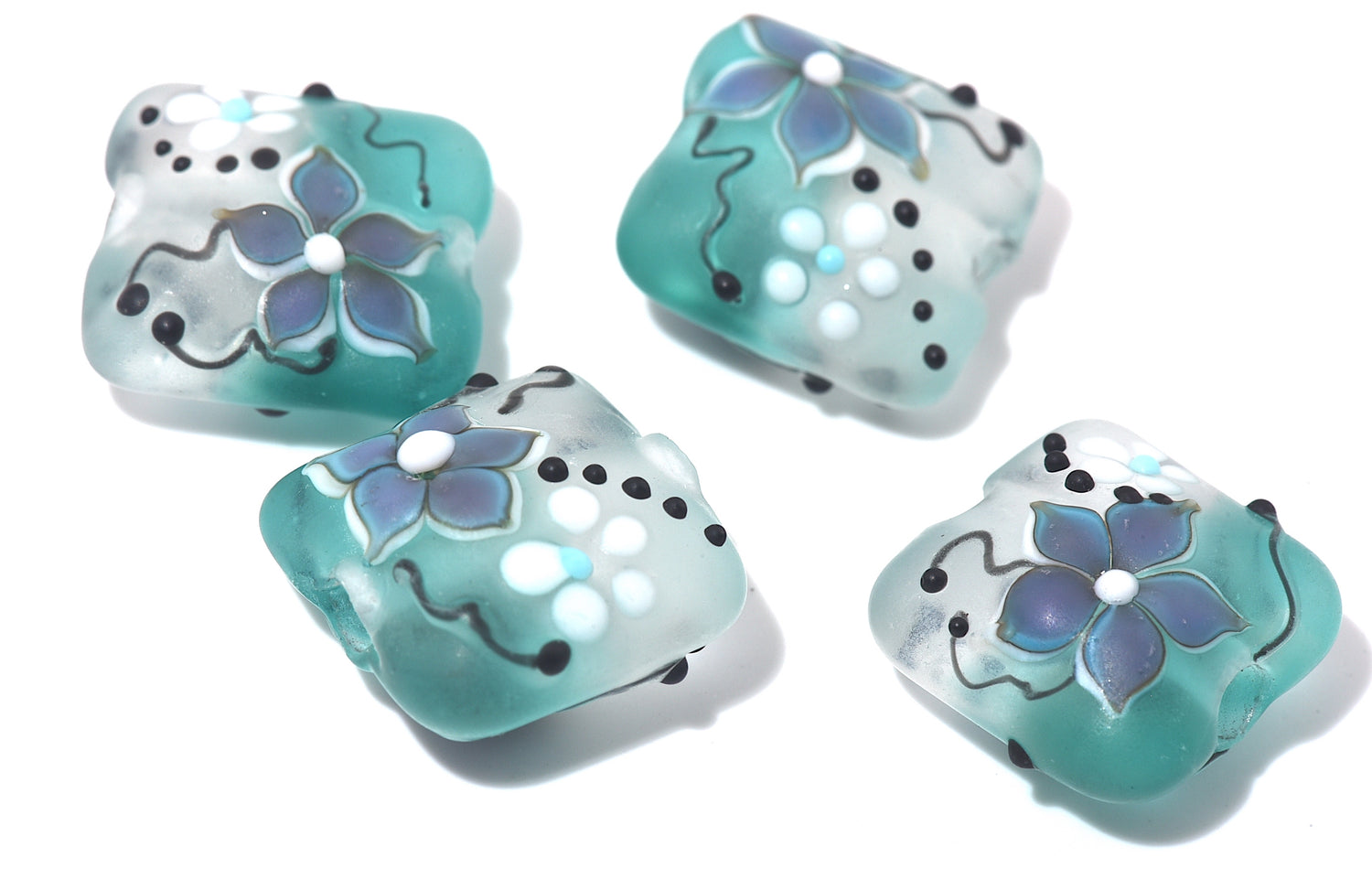 10509614 - Four Matte Morning Dew Teal Pillow Beads