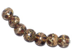 10601202 - Seven Dark Amethyst w/Silver Foil Lentil Beads