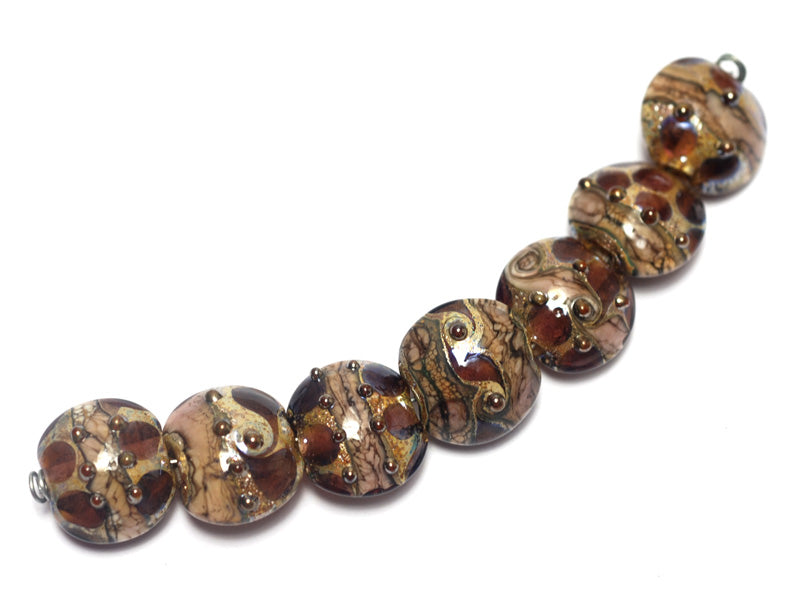 10601202 - Seven Dark Amethyst w/Silver Foil Lentil Beads