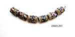 10601203 - Six Dark Amethyst w/Silver Foil Mini Kalera Beads