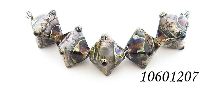 10601207 - Five Dark Amethyst w/Silver Foil Crystal Beads