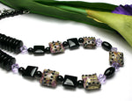 10601404 - Necklace using Purple w/Black Dots Pillow Beads