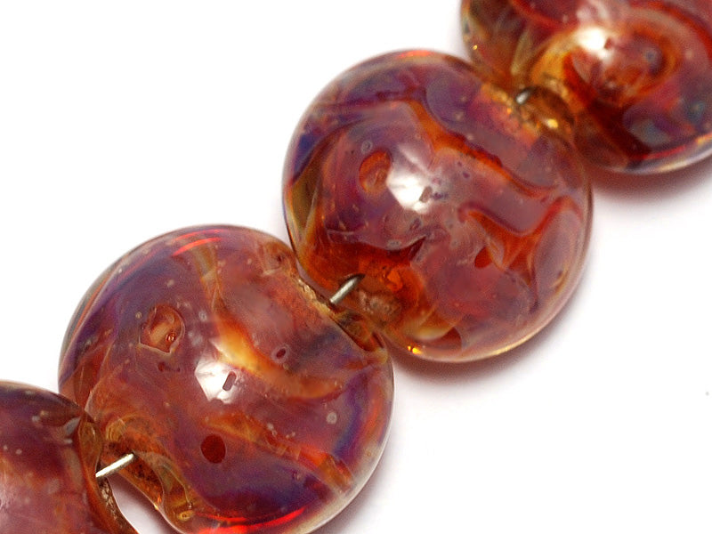 10601602 - Seven Orange  & Purple Lentil Beads