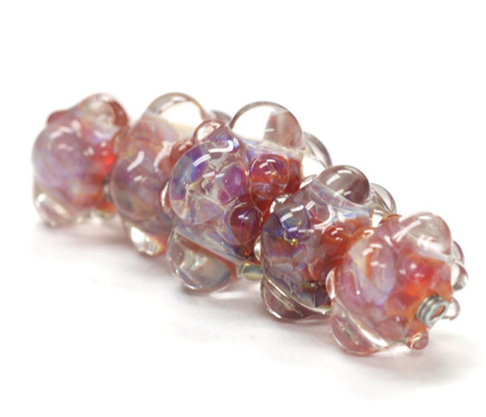 10601611 - Five Graduated Orange & Purple Rondelle Beads
