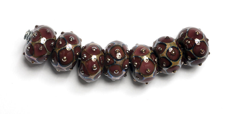 10601701 - Seven Plum w/Metal Dots Rondelle Beads