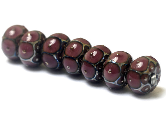 10601701 - Seven Plum w/Metal Dots Rondelle Beads