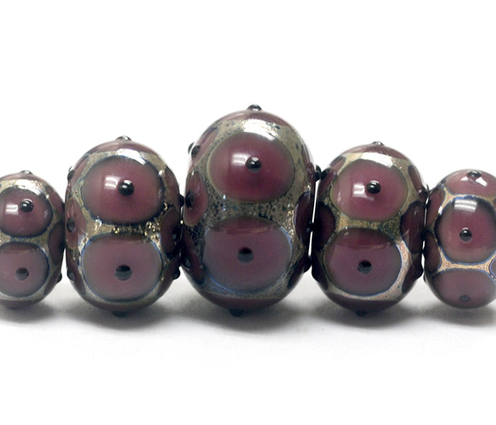 10601711 - Five Graduated Plum Rondelle Beads