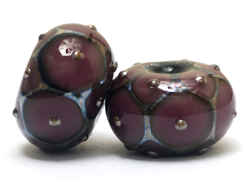 10601721 - Six Plum w/Metal Dots Rondelle Beads