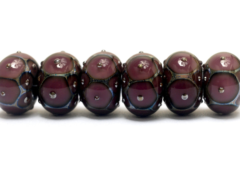 10601721 - Six Plum w/Metal Dots Rondelle Beads