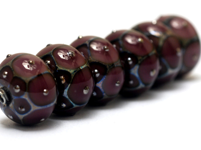 10601721 - Six Plum w/Metal Dots Rondelle Beads