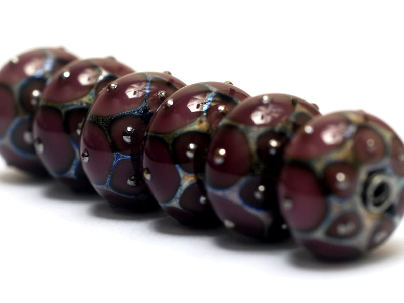 10601721 - Six Plum w/Metal Dots Rondelle Beads