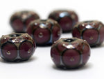 10601721 - Six Plum w/Metal Dots Rondelle Beads