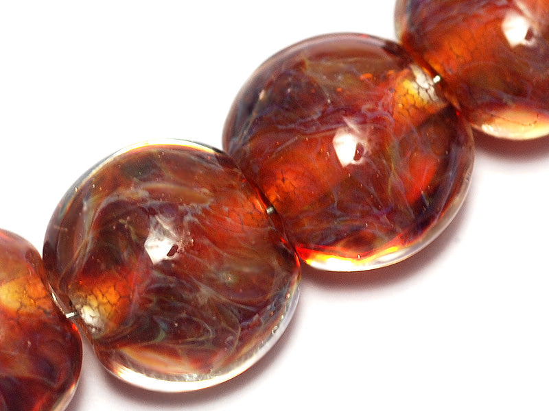 10601812 - Four Orange & Purple Lentil Beads
