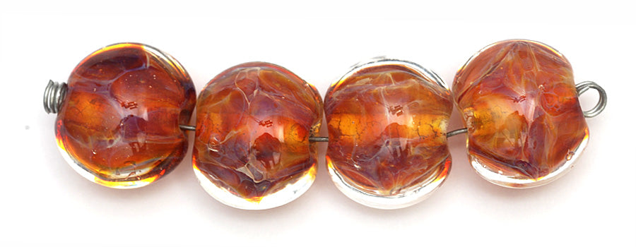 10601812 D - Four Orange & Purple Lentil Beads