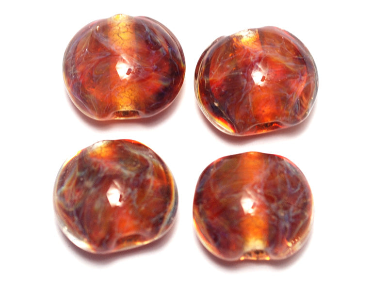 10601812 - Four Orange & Purple Lentil Beads