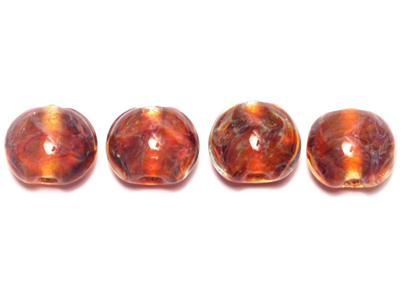 10601812 - Four Orange & Purple Lentil Beads