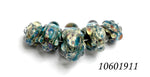 10601911 - Five Graduated Blue Boro Rondelle Beads