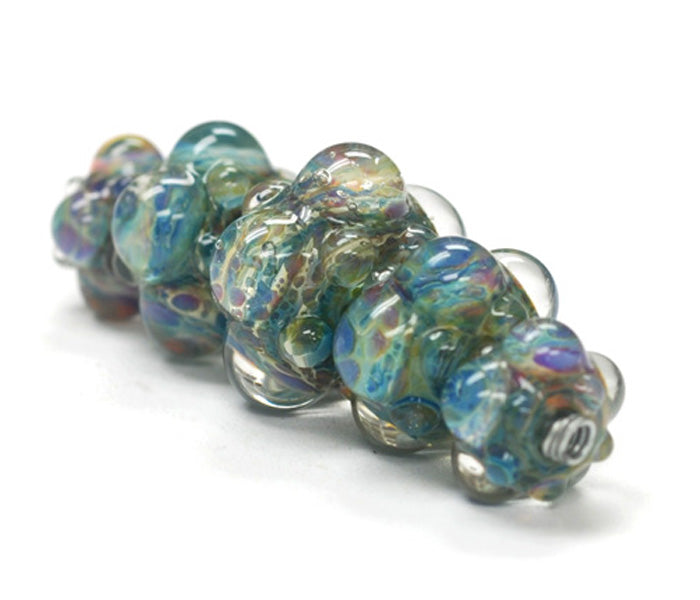 10601911 - Five Graduated Blue Boro Rondelle Beads