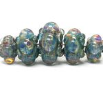 10601911 - Five Graduated Blue Boro Rondelle Beads