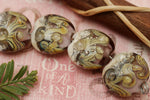 10602012 - Four Pink w/Dark Ivory Lentil Beads