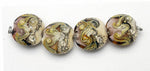 10602012 - Four Pink w/Dark Ivory Lentil Beads