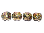 10602012 - Four Pink w/Dark Ivory Lentil Beads