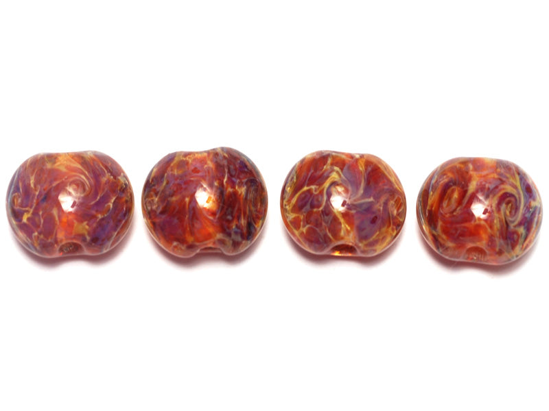 10602112 - Four Yellow-orange & Purple Free Style Lentil Beads