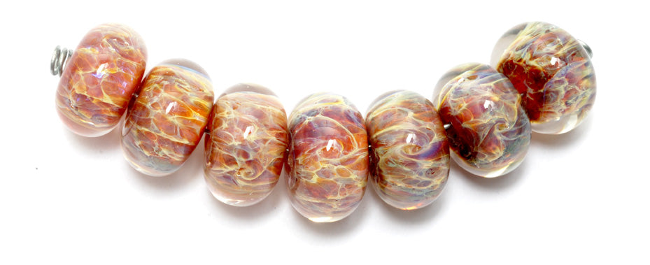10602201 - Seven Yellow & Purple Free Style Rondelle Beads