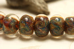 10602401 - Seven Blue, Green & Purple Free Style Rondelle Beads