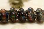 10602501 - Seven Blue Free Style Boro Rondelle Beads