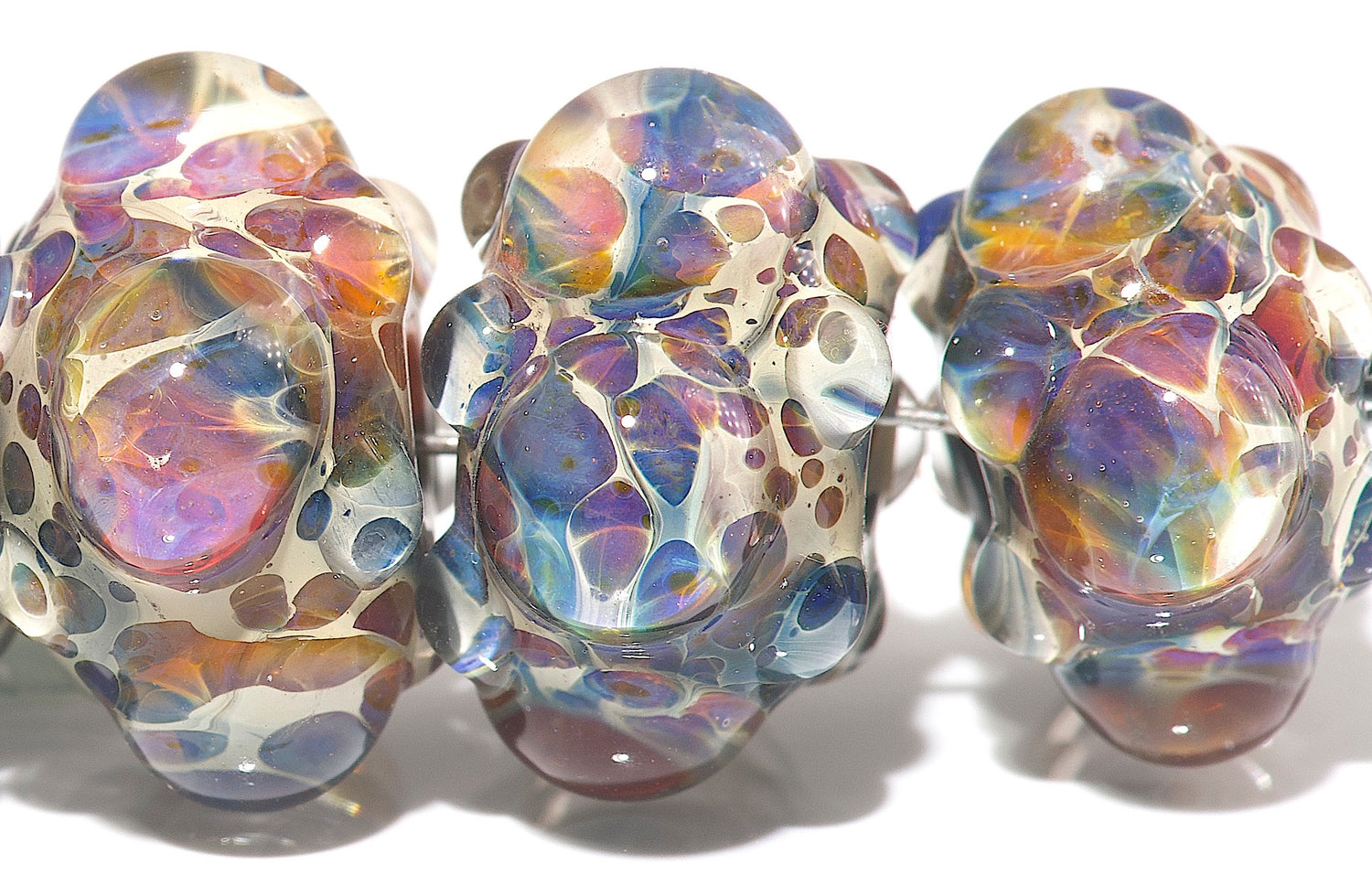 Limited Edition: 10602521-A  - Six Blue Free Style Rondelle Beads