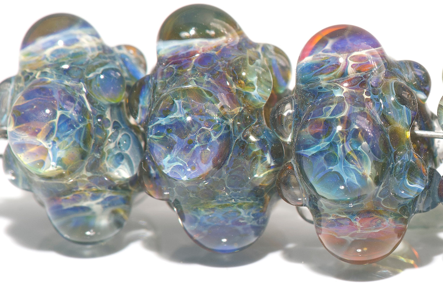 Limited Edition: 10602521-B  - Six Blue Free Style Rondelle Beads