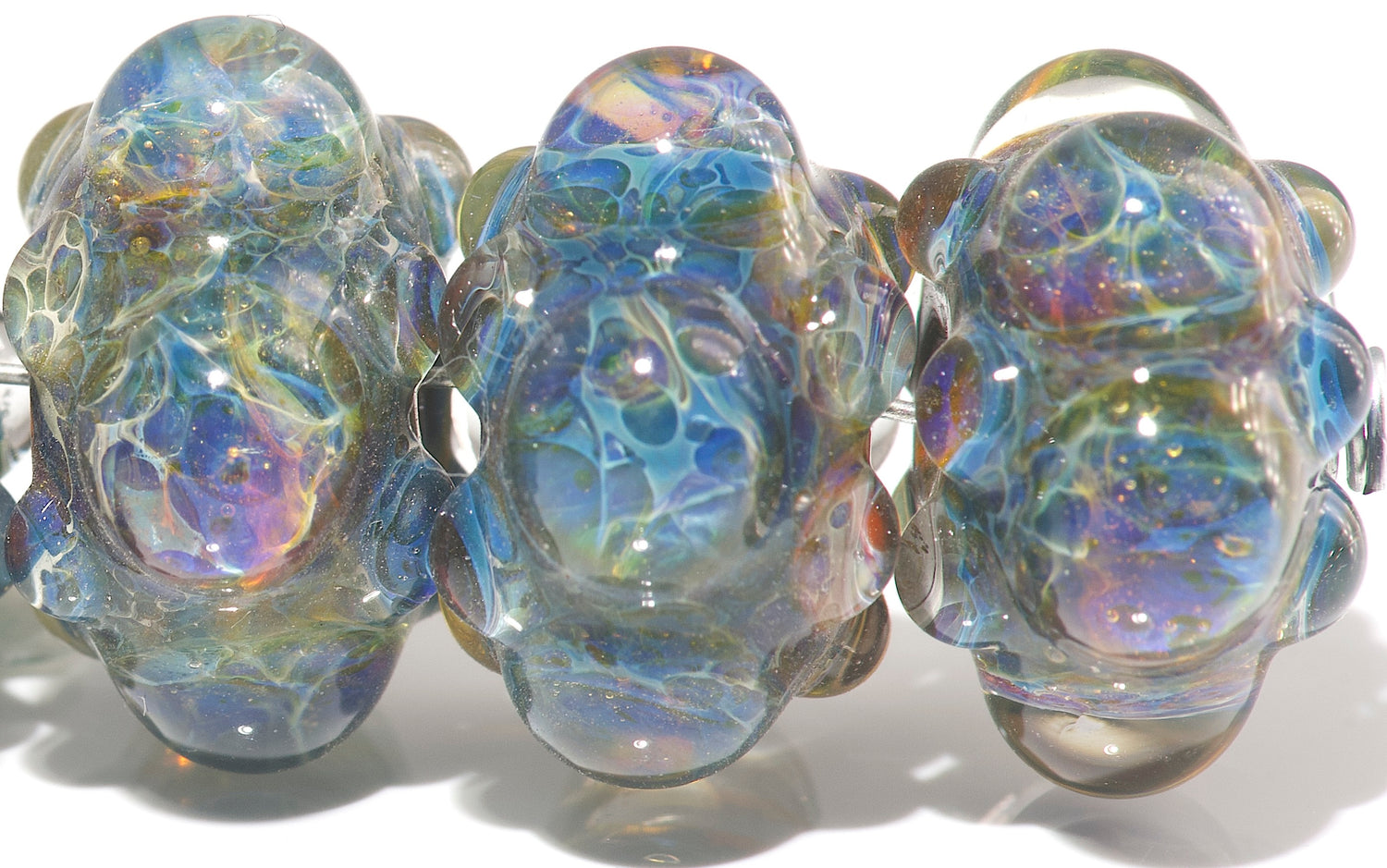Limited Edition: 10602521-B  - Six Blue Free Style Rondelle Beads