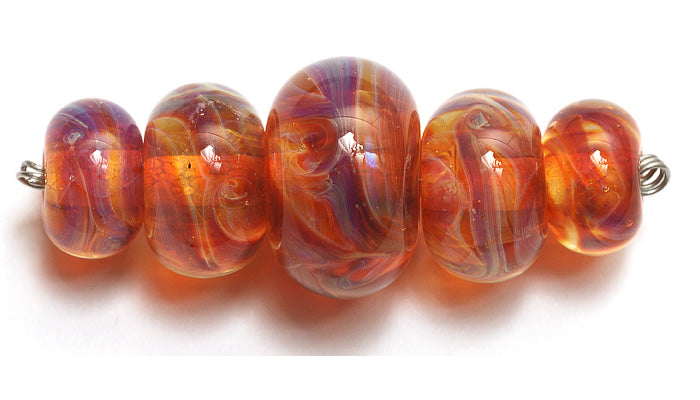 10602611 - Five Graduated Orange & Purple FreeStyle Rondelle Bds