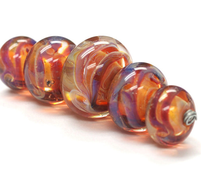 10602611 - Five Graduated Orange & Purple FreeStyle Rondelle Bds