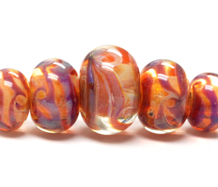10602611 - Five Graduated Orange & Purple FreeStyle Rondelle Bds