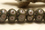10602801 - Seven Lavender Pink w/Metal Dots Rondelle Beads