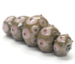 10602811 - Five Lavender Pink w/Metal Dots Grad Rondelle Beads