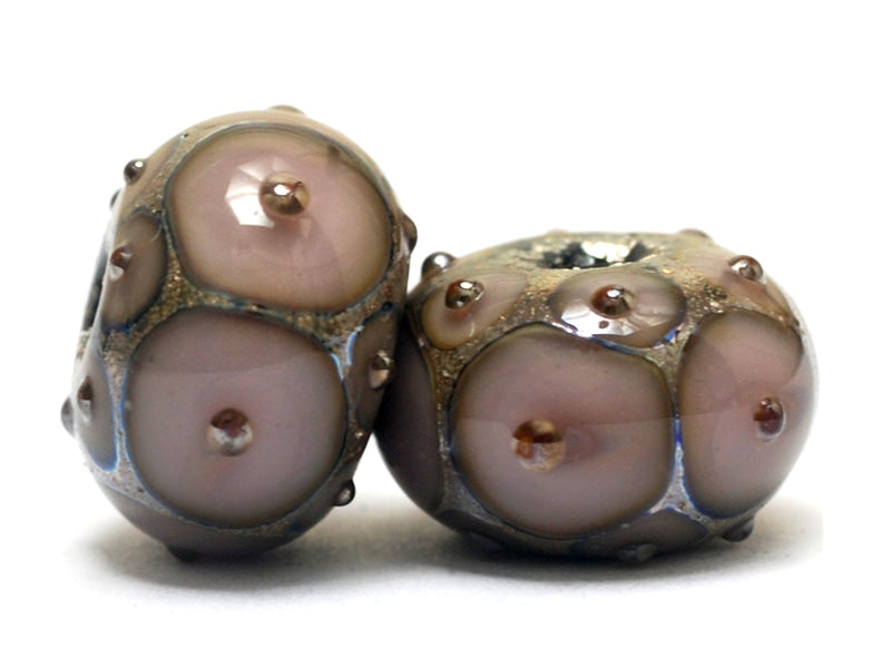 10602821 - Six Lavender Pink w/Metal Dots Rondelle Beads