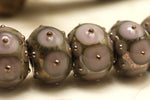 10602821 - Six Lavender Pink w/Metal Dots Rondelle Beads